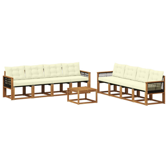 Ensemble de canapés d'extérieur 9 pcs naturel et crème