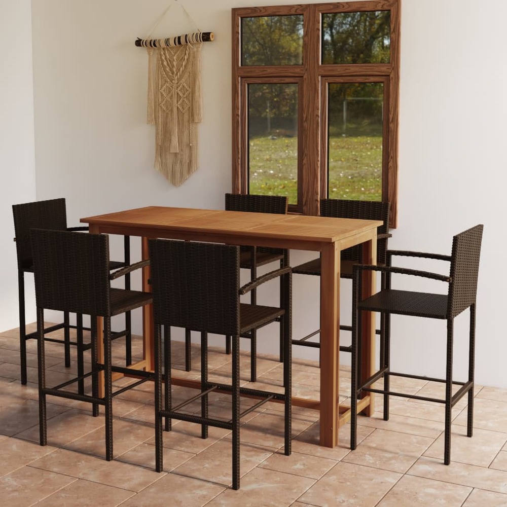 Ensemble de bar de jardin 7 pcs marron