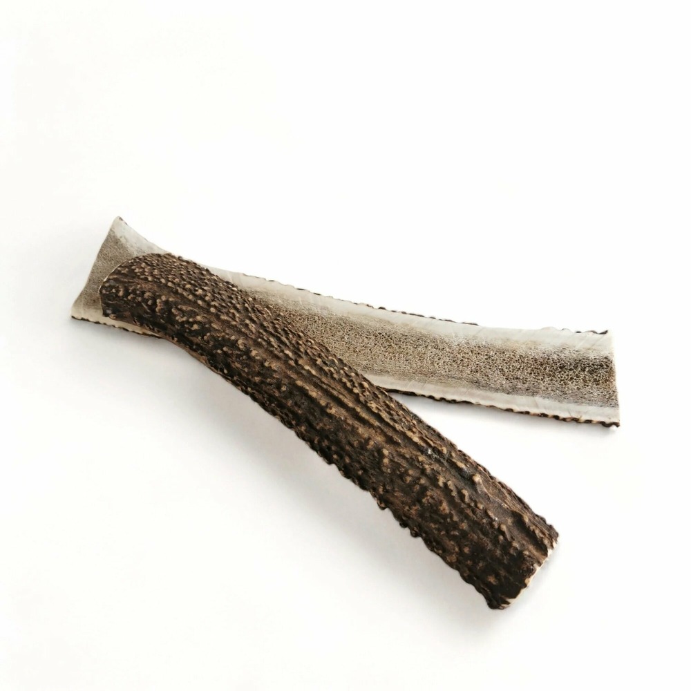 2x bois de cerf xxxl fendu (150gr et+) - chien +50kg - france croquettes