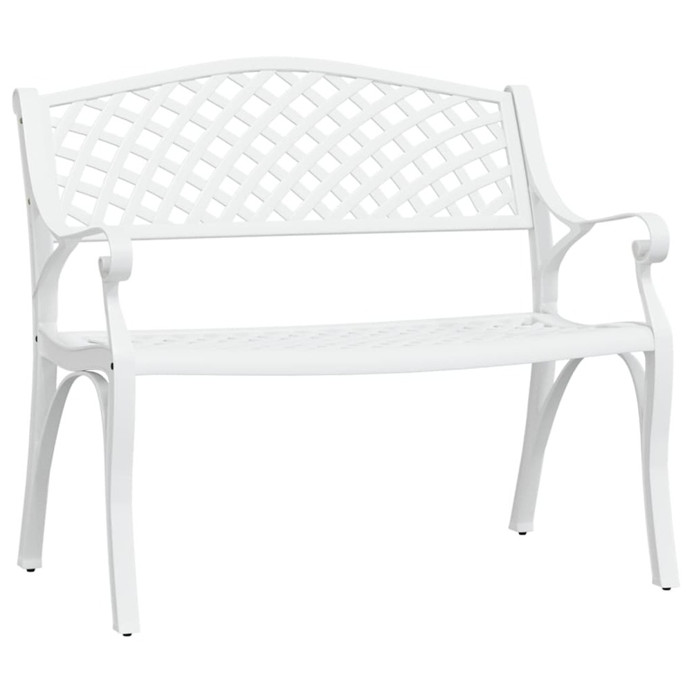 Banc de jardin meuble de patio d'extérieur terrasse 102 x 50 x 83 cm aluminium coulé blanc