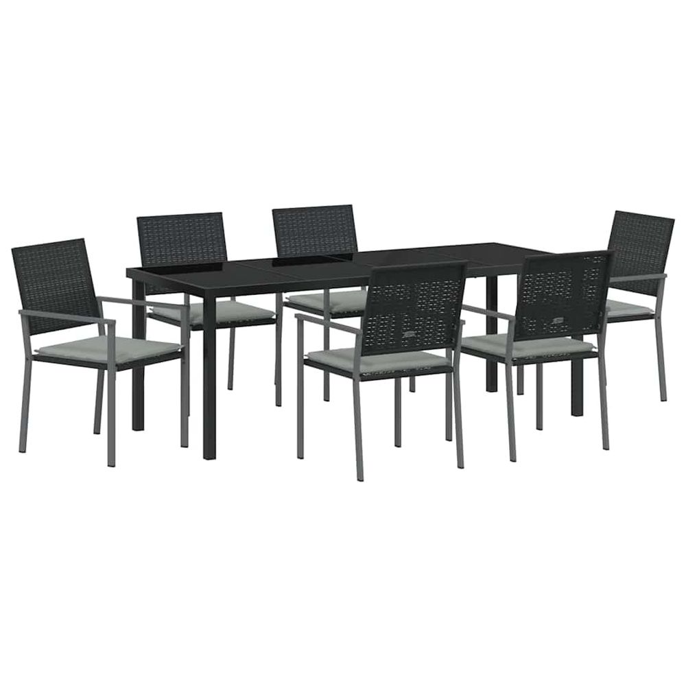 Ensemble de salle à manger pour jardin 7 pc noir et gris clair