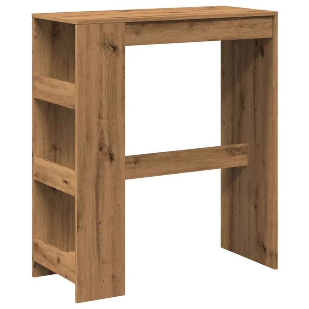 Table de bar avec étagères chêne artisanal bois d'ingénierie