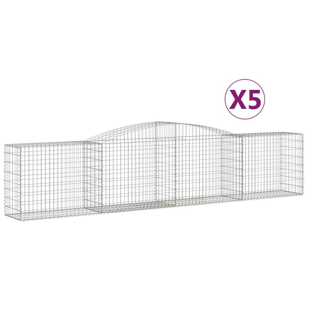 Paniers à gabions arqués 5 pcs 400x50x80/100 cm fer galvanisé
