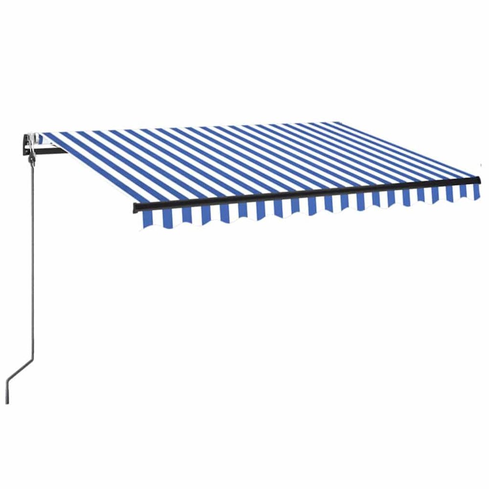 Auvent automatique capteur de vent/led 350x250 cm bleu et blanc