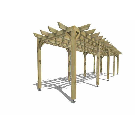 Pergola bois • 10m x 2m • indépendante • style retro • livraison comprise