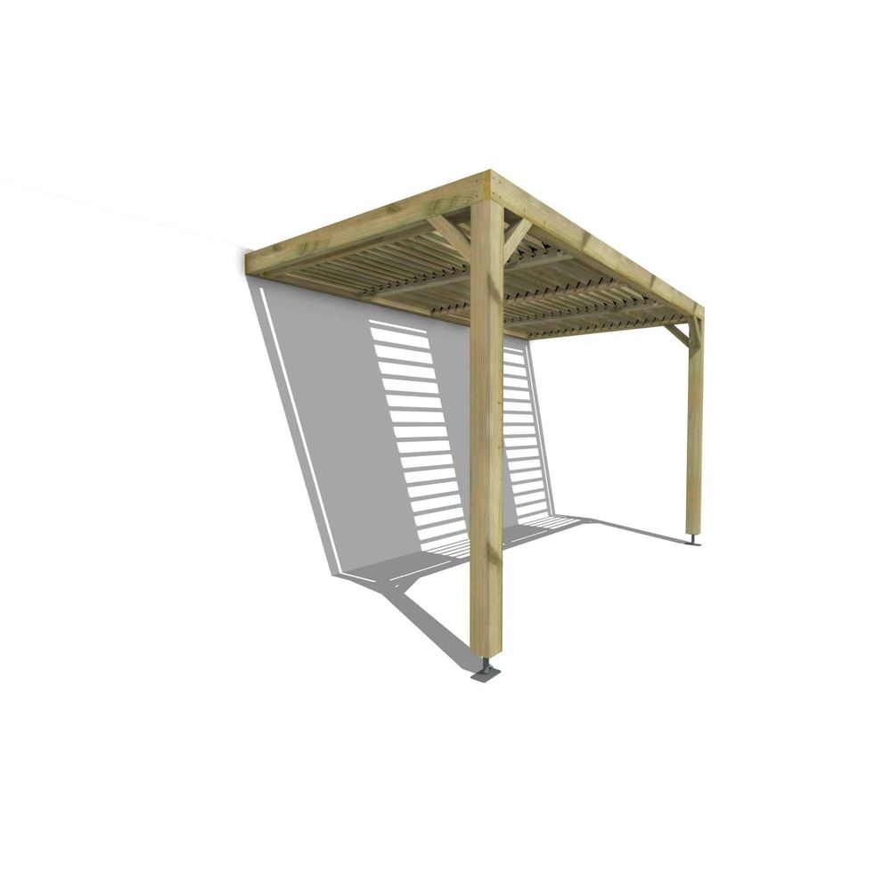 Pergola bois • 4m x 2m • adossée • sens profondeur • lames orientables bioclimatiques incluses • livraison comprise
