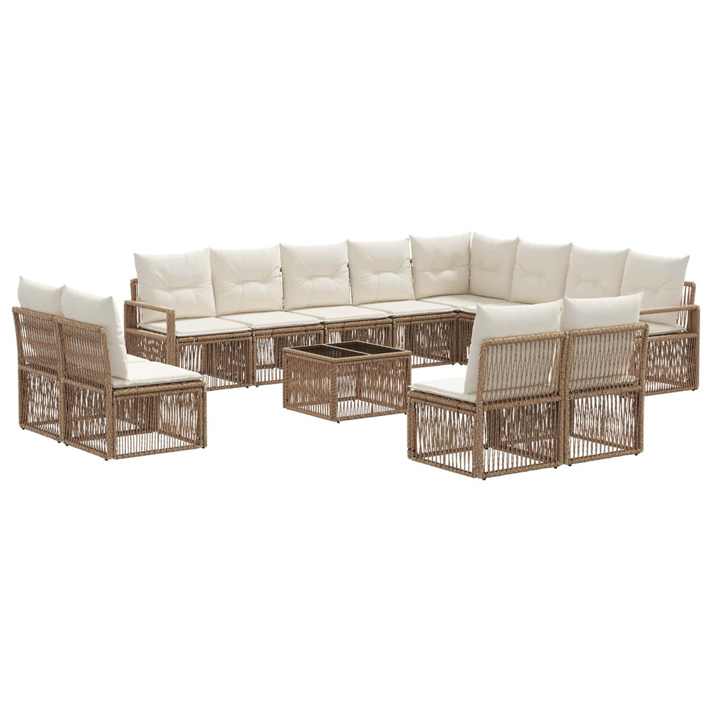 Ensemble de canapé de jardin 13 pcs beige polyrotin