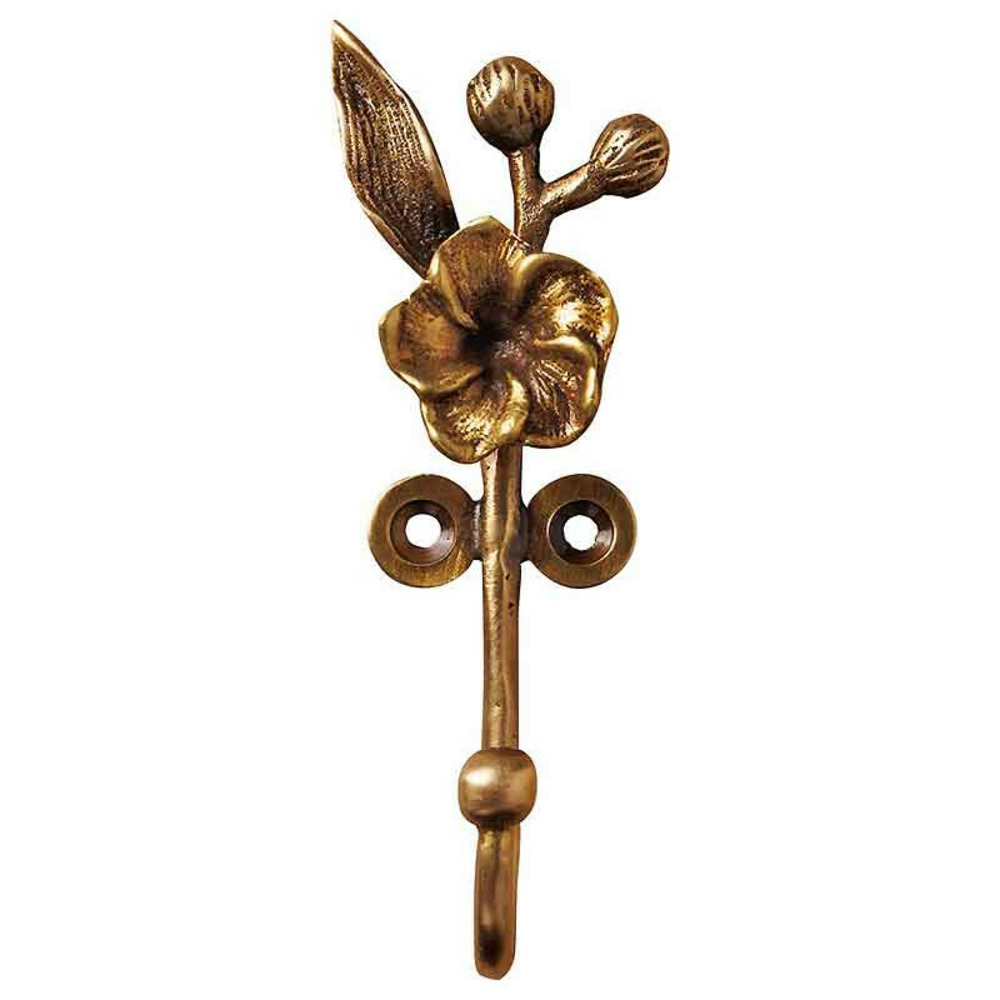 Crochet fleur arabesque laiton 11x6x3cm