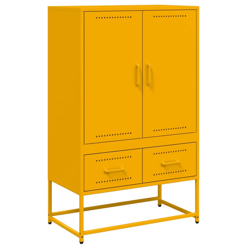 Buffet bahut commode armoire meuble de rangement organisateur cuisine salle de séjour salon haut jaune moutarde 68 x 39 x 111