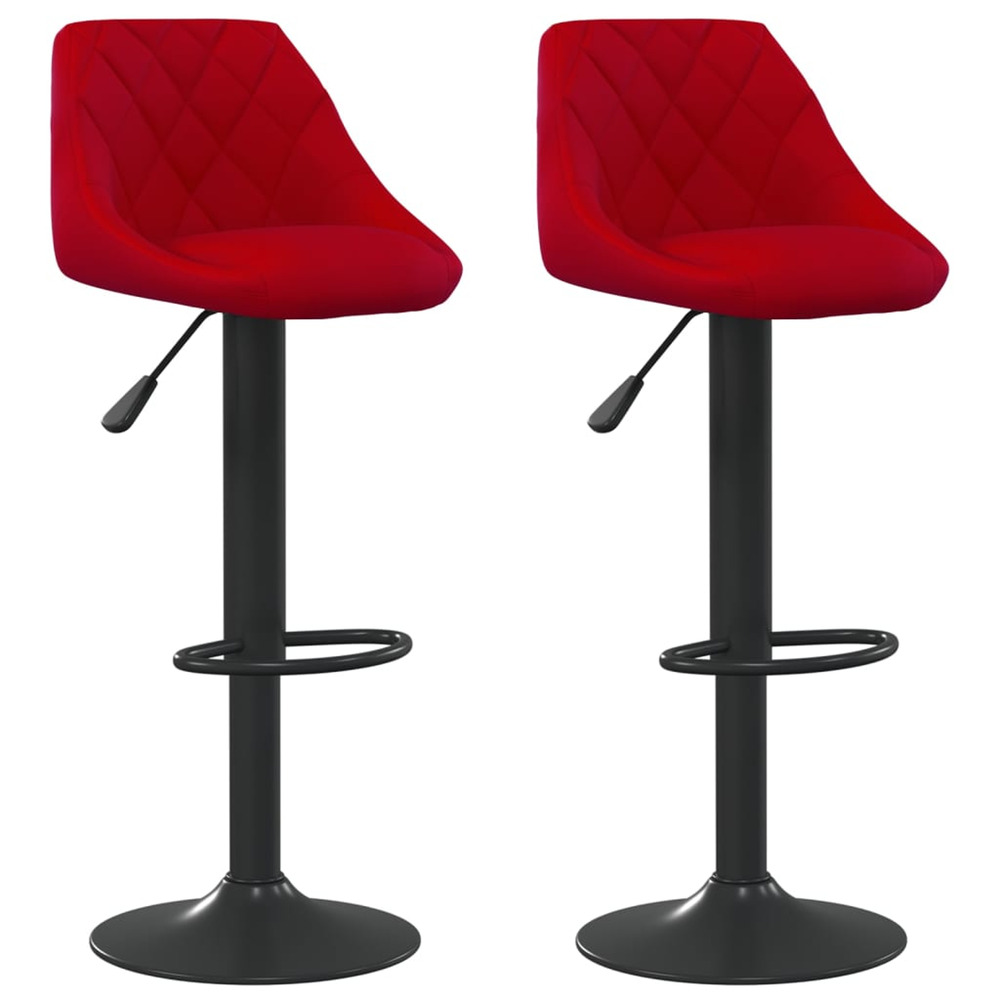 Tabourets de bar lot de 2 rouge bordeaux velours