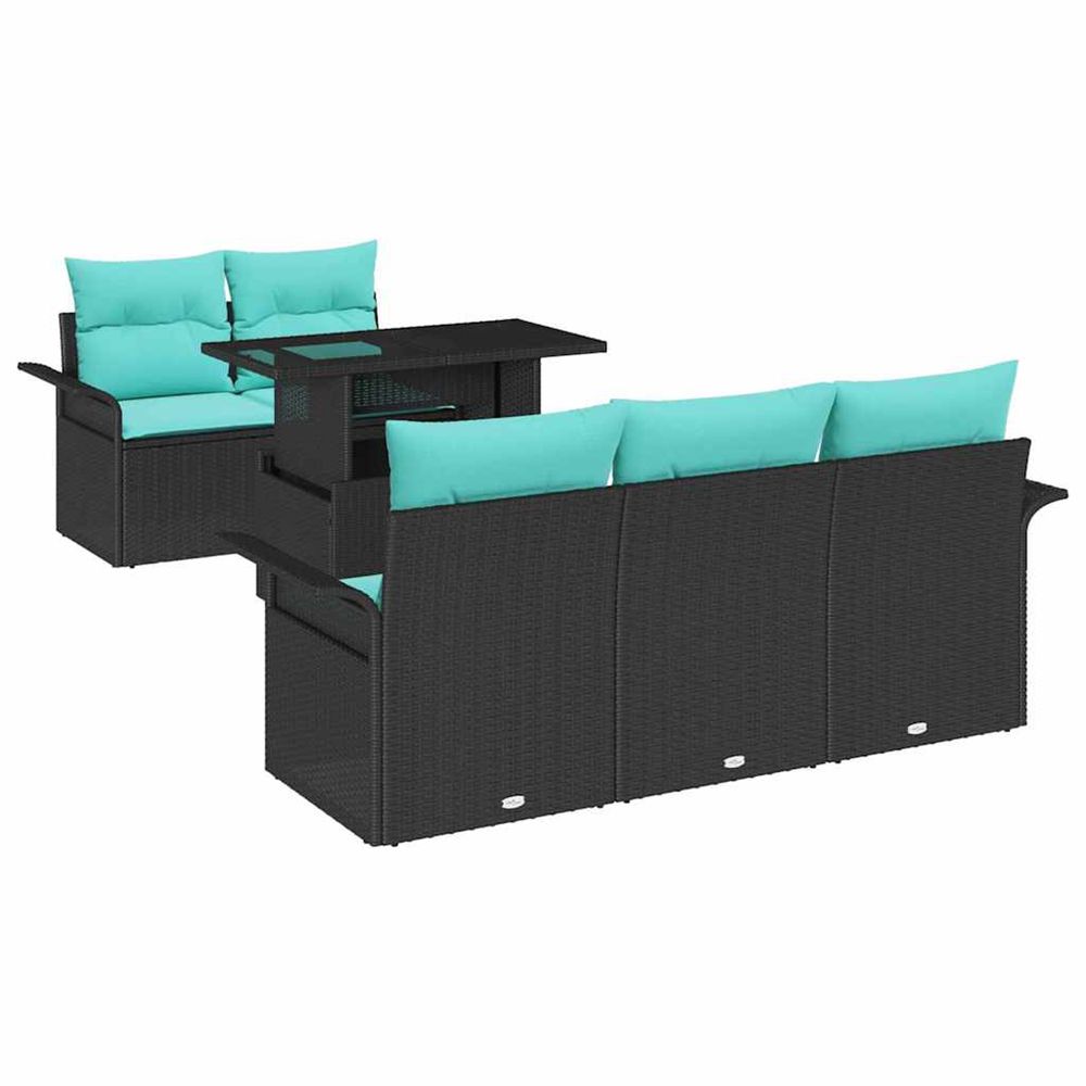 Ensemble de canapé de jardin 6 pc 5 place noir polyrotin