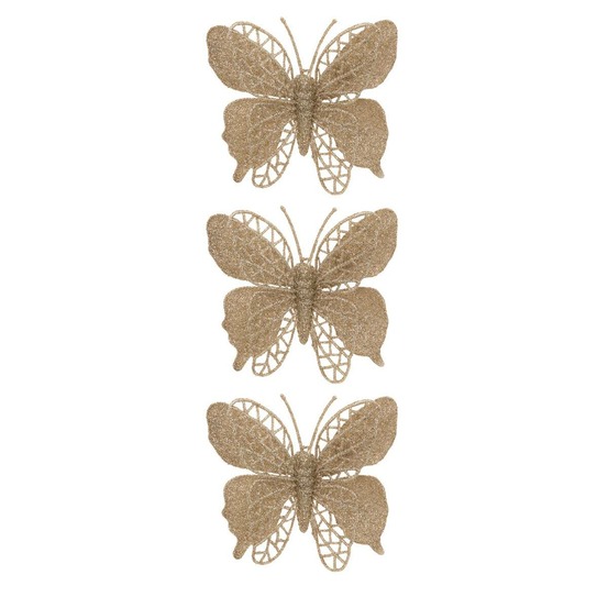 Lot de 3 sujets papillon h.10cm doré