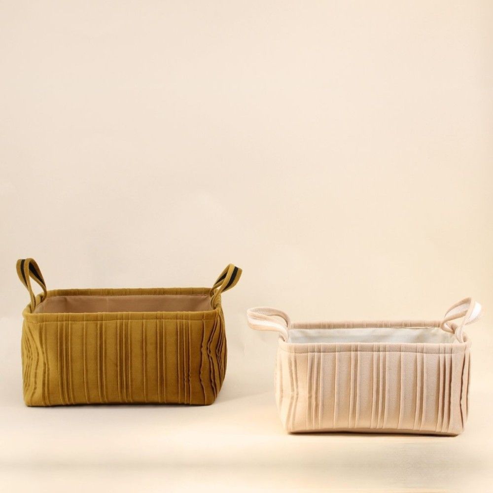 Set de 2 paniers en velours plissé