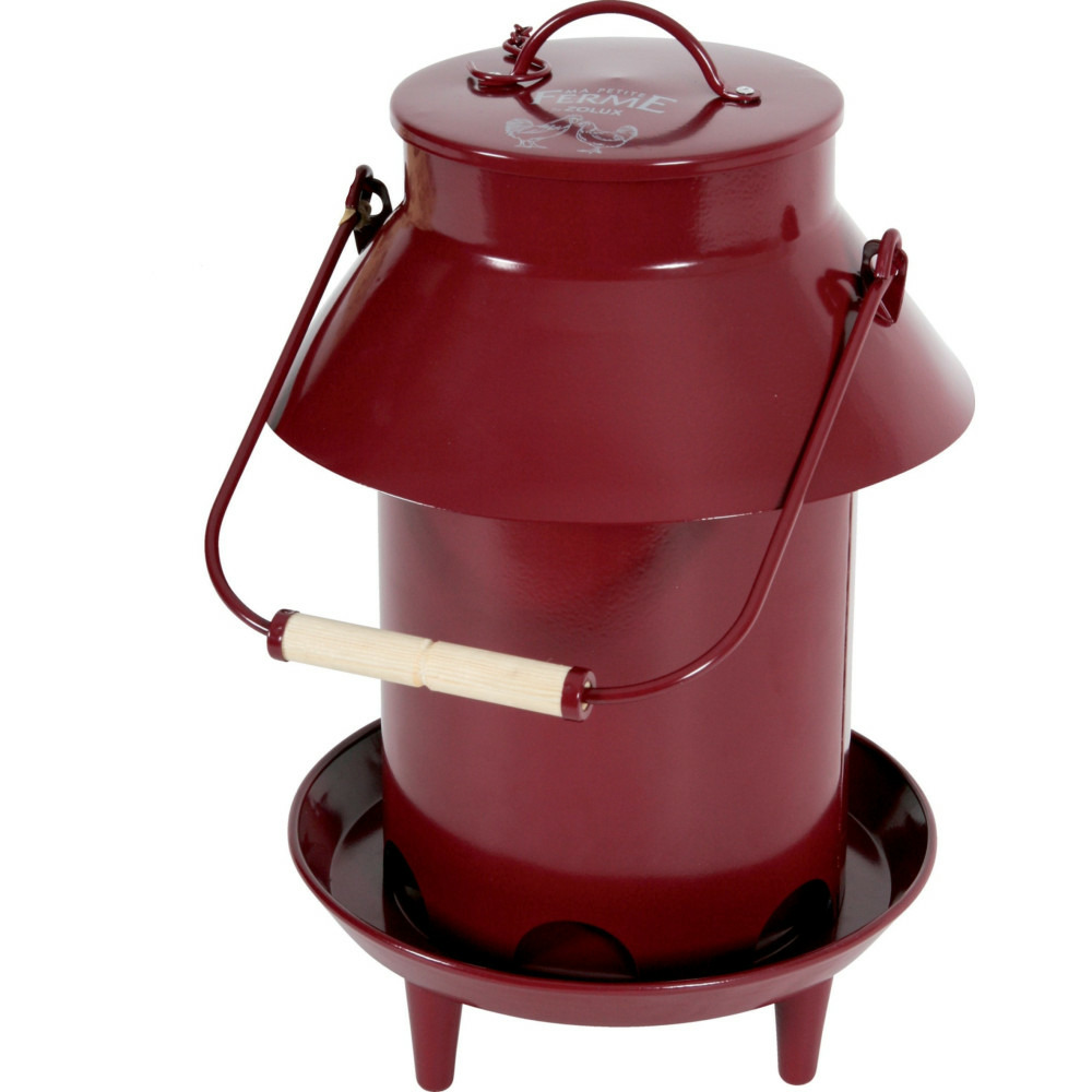 Mangeoire métal broc, ø 26 x 39 cm, couleur grenat, pour basse cour.