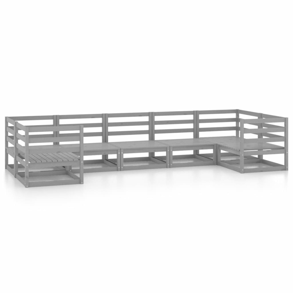 Salon de jardin 7 pcs bois de pin massif