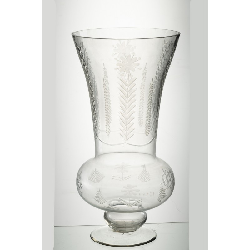 Vase sur pied en verre transparent 26x26x51 cm