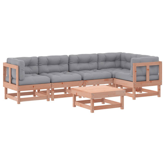 Salon de jardin 6 pcs avec coussins bois massif douglas