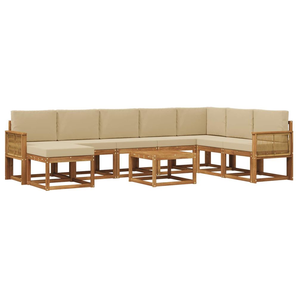 Ensemble de canapés d'extérieur 9 pc naturel et beige