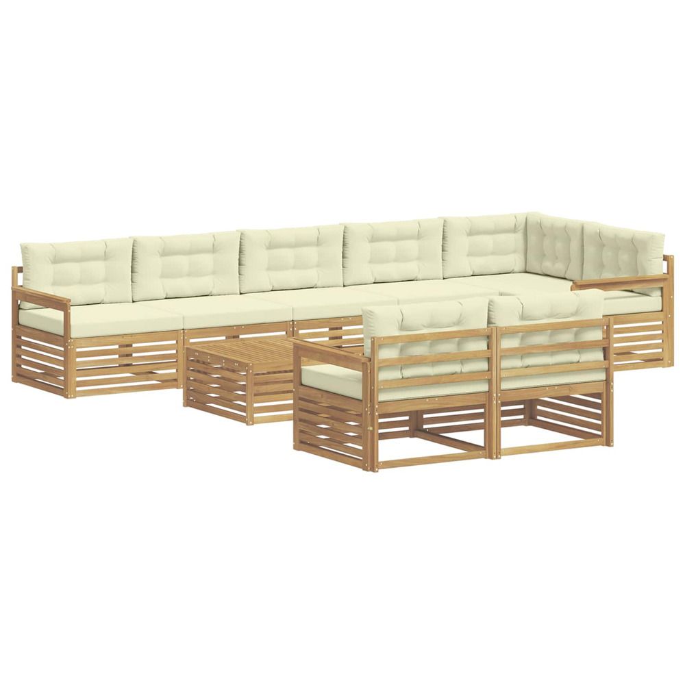 Ensemble de canapés d'extérieur 9 pc blanc et crème polyester
