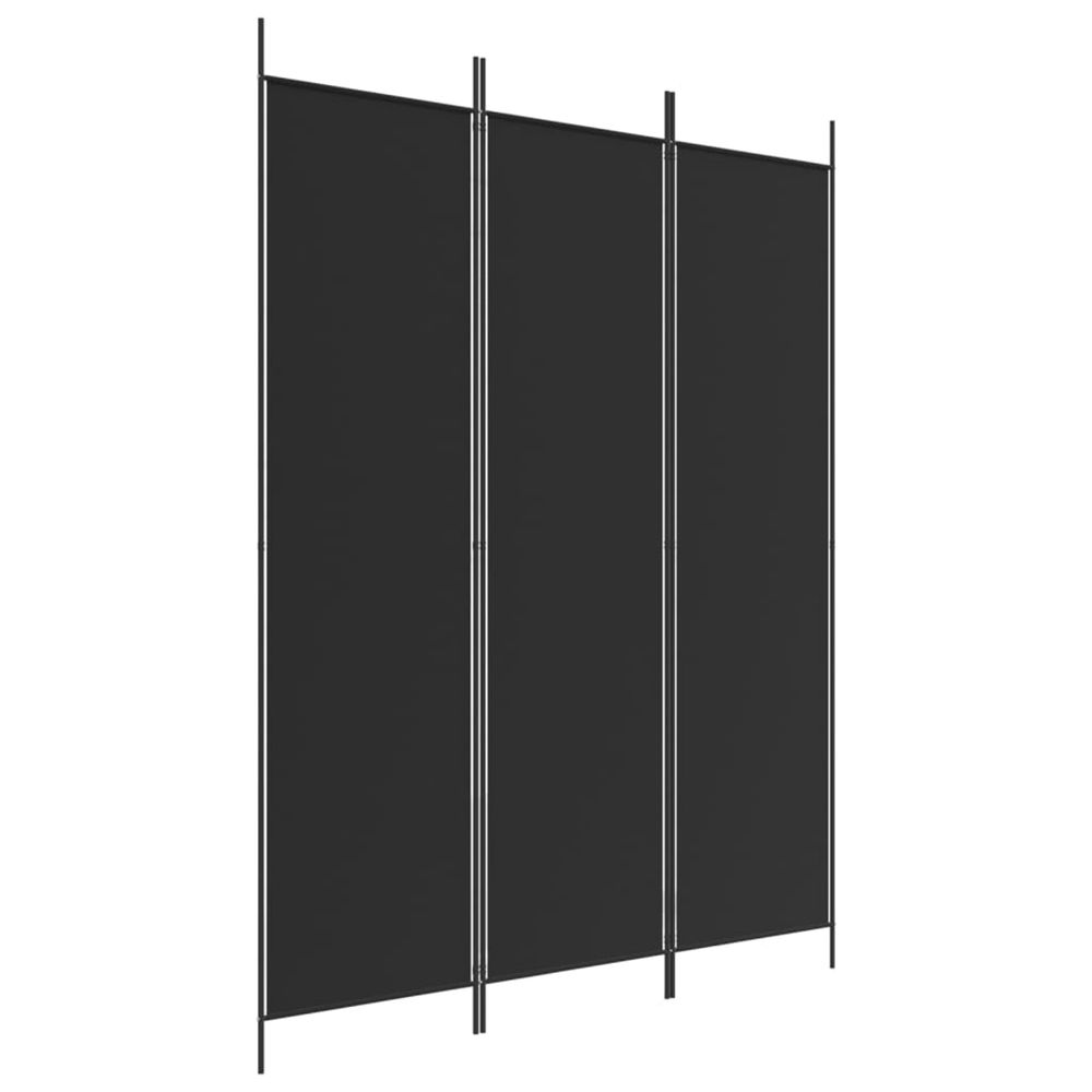 Cloison de séparation 3 panneaux noir 150x200 cm tissu