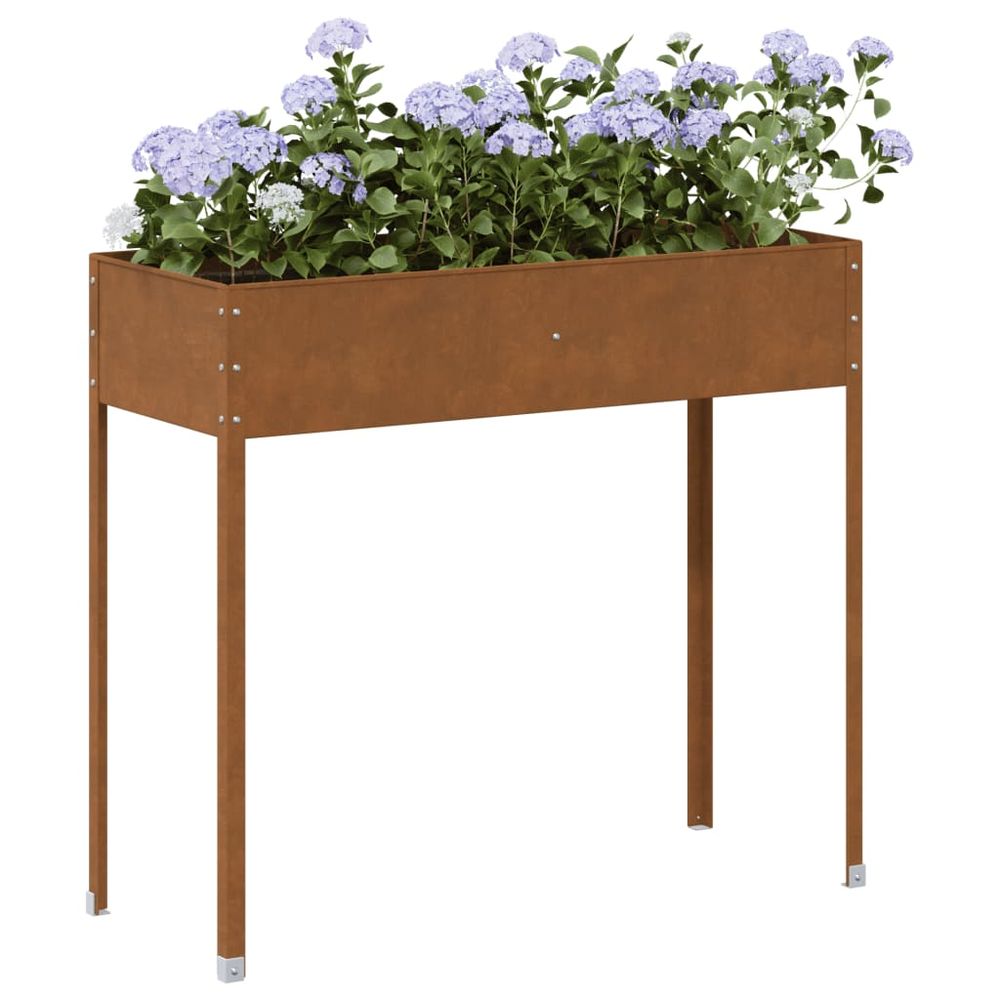 Jardinière surélevée acier corten pour jardin terrasse 100x40cm brun