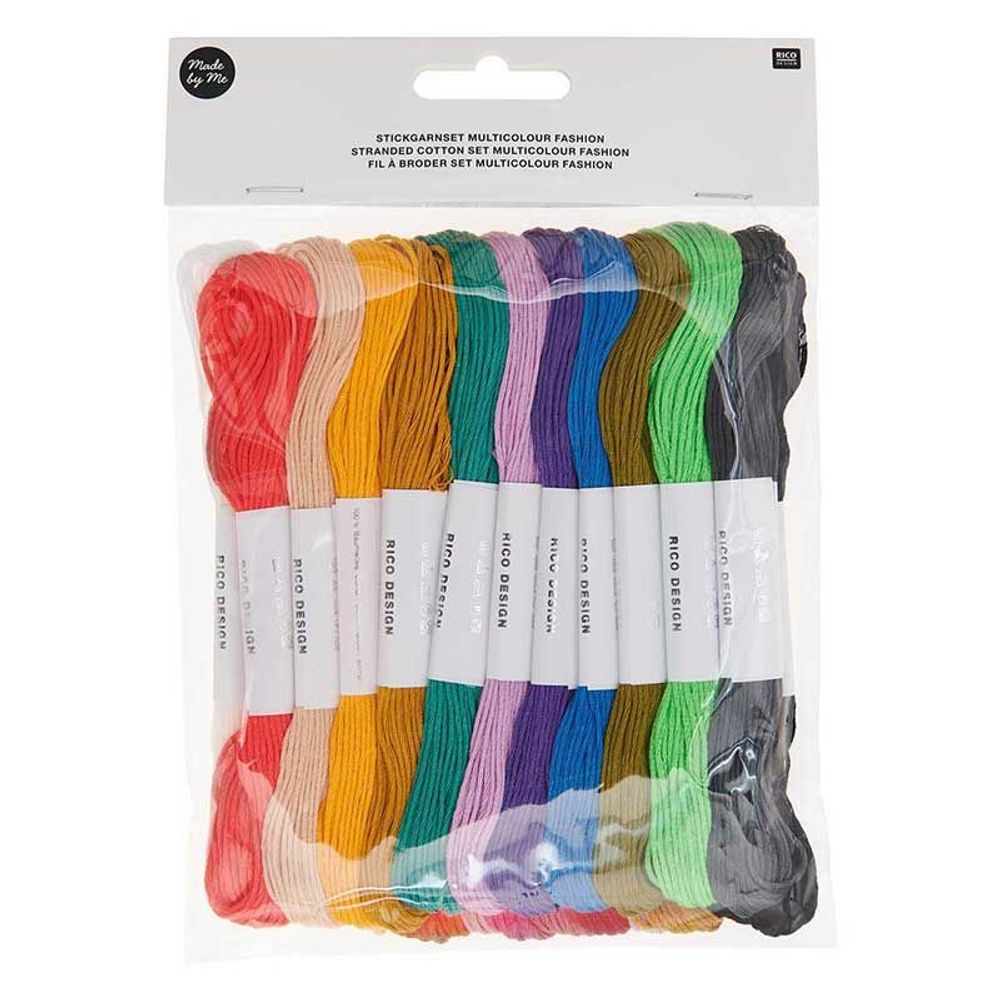 24 fils à broder en coton - couleurs vives