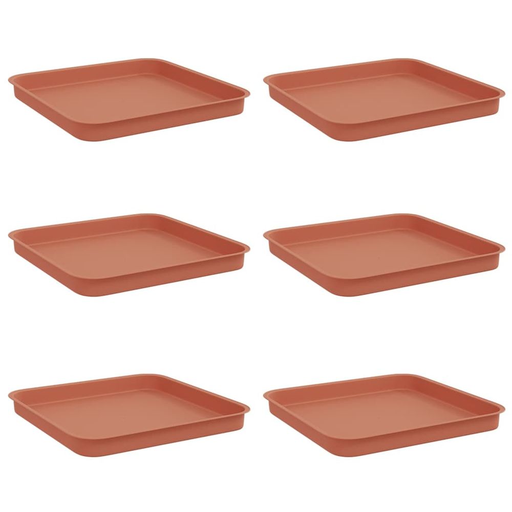 Plateau carré à fleurs 6 pc rouge brique 21 x 21 x 2 cm
