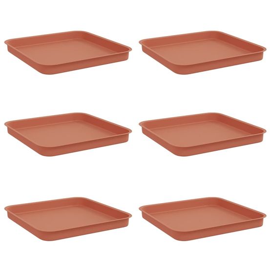 Plateau carré à fleurs 6 pc rouge brique 21 x 21 x 2 cm