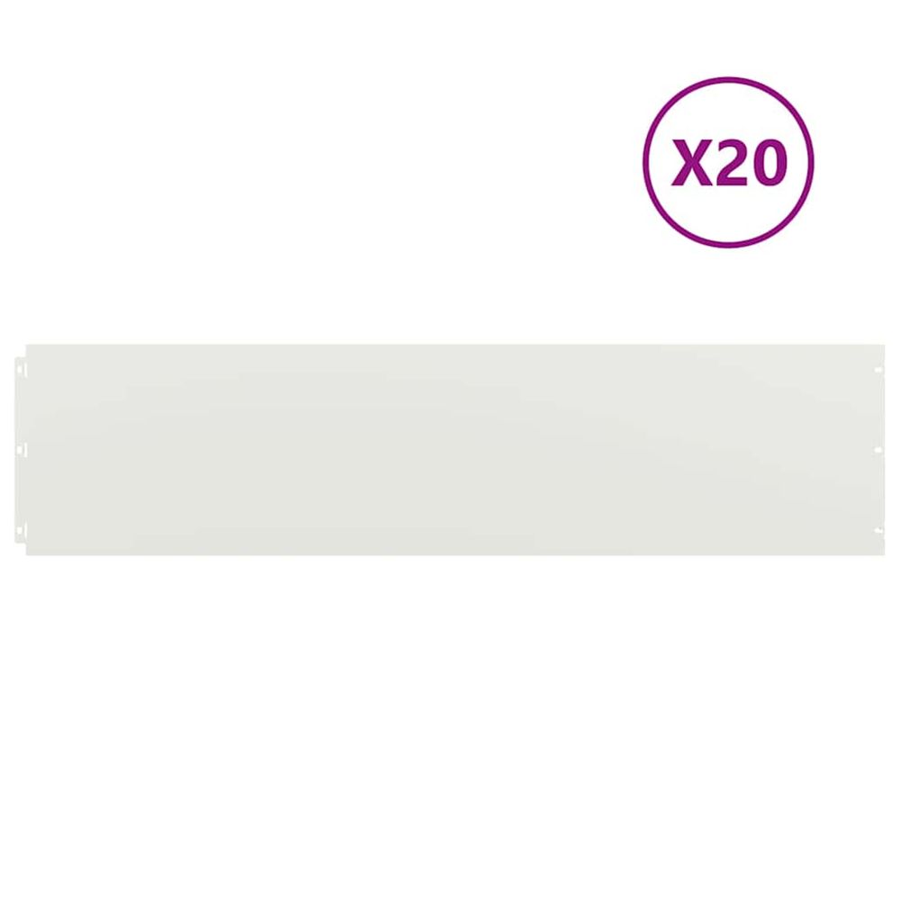 Bordure de pelouse 20 pc 25 x 103 cm acier blanc