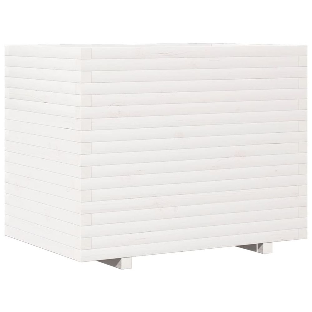 Jardinière blanc 90x60x72,5 cm bois de pin massif