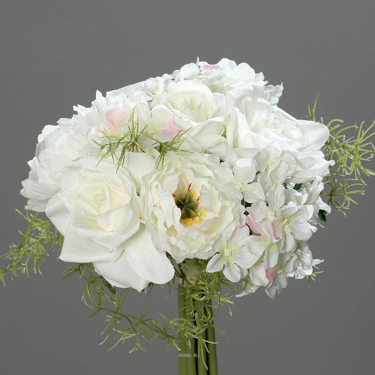 Bouquet de roses et hortensias artificielles 9 têtes d20 cm crème - couleur: crè