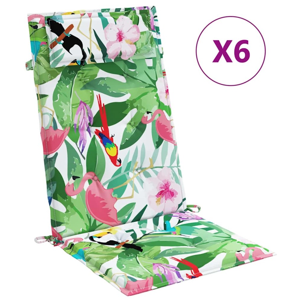 Coussins de chaise à dossier haut lot de 6 multicolore