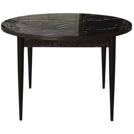Table de repas ronde rox noir marbré