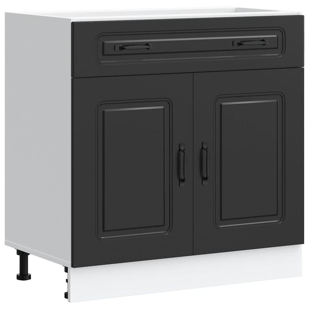 Armoire de cuisine kalmar noir bois d'ingénierie