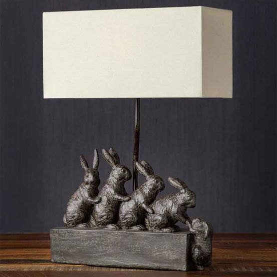 Lampe à poser famille lapins résine 46x14x32cm