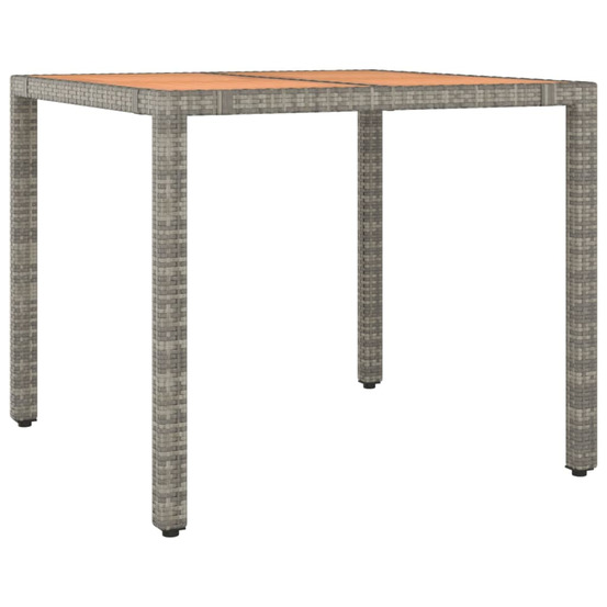 Table de jardin et dessus en bois gris résine tressée et acacia