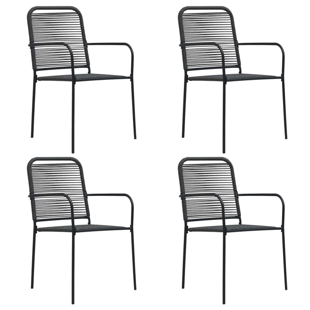 Chaises de jardin lot de 4 corde en coton et acier noir