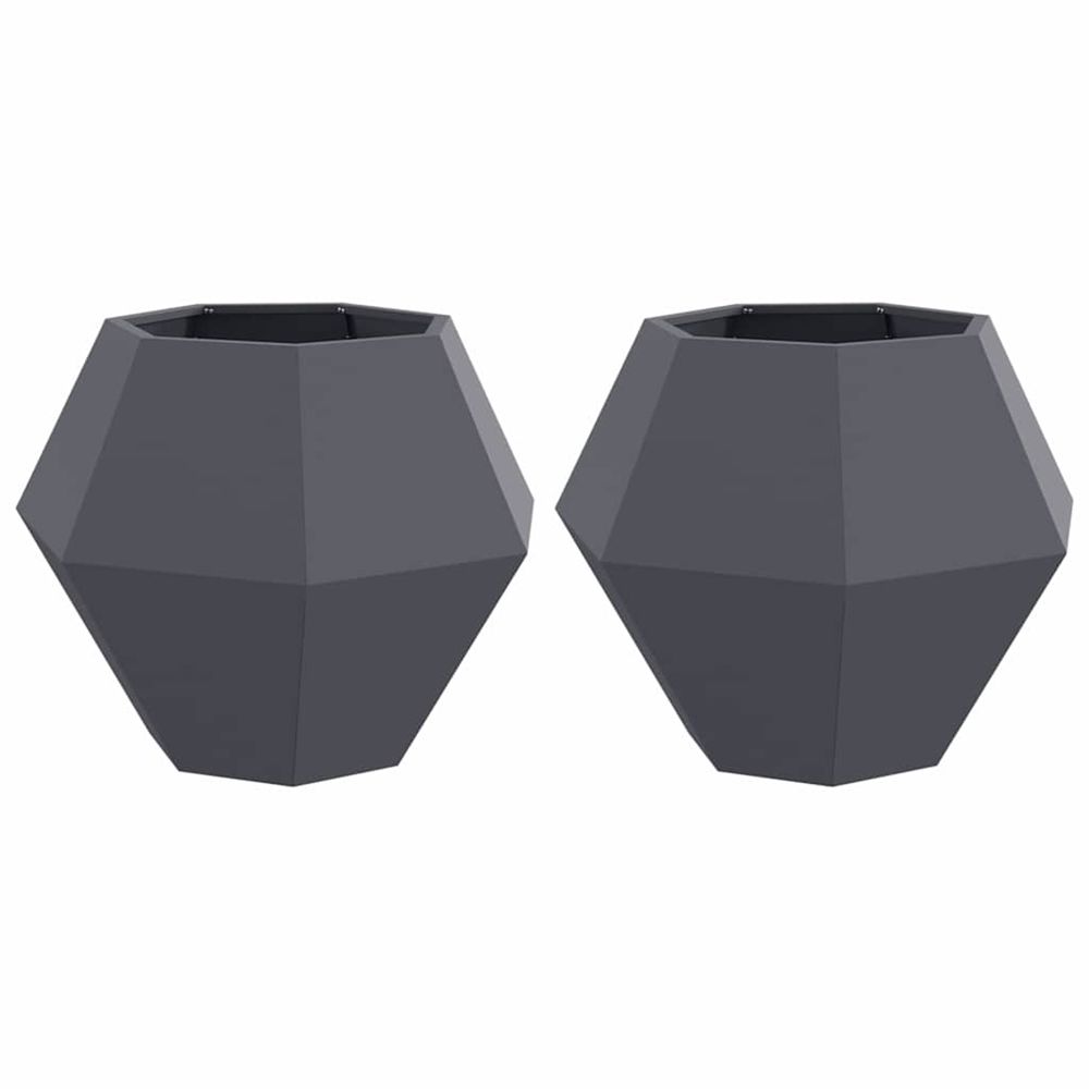 Jardinière d'extérieur 2 pc anthracite 75 x 75 x 60 cm acier