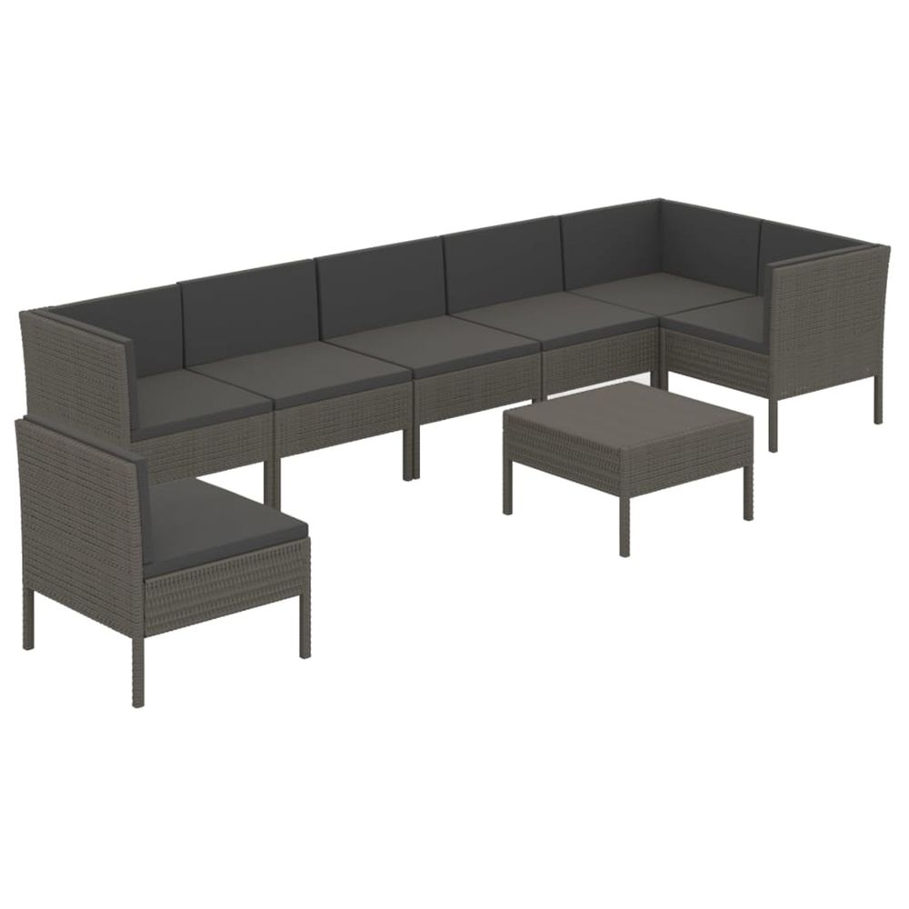 Salon de jardin 8 pcs avec coussins résine tressée gris