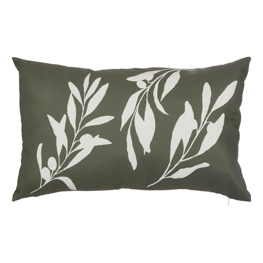 Housse de coussin d'extérieur tileo 50x30cm motif feuilles vert foncé
