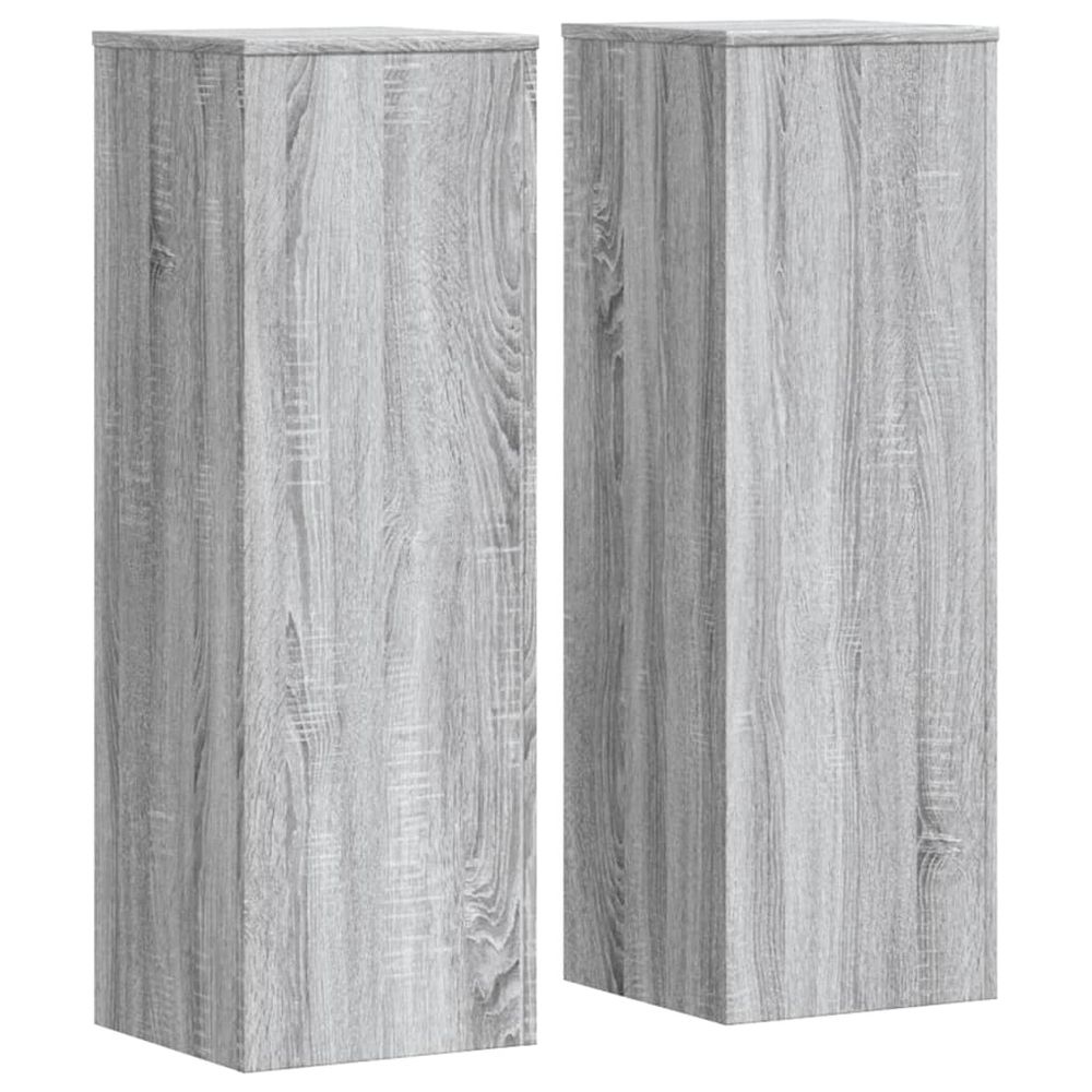 Supports pour plantes meuble fleurs lot de 2 sonoma bois d'ingénierie gris