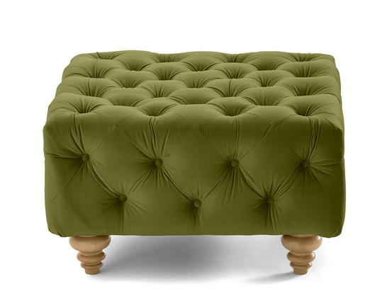 Walter - pouf chesterfield en velours - pieds bois