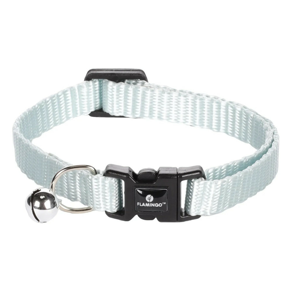 Collier réglable de 19 à 30 cm bleu clair avec clochette. Pour chat