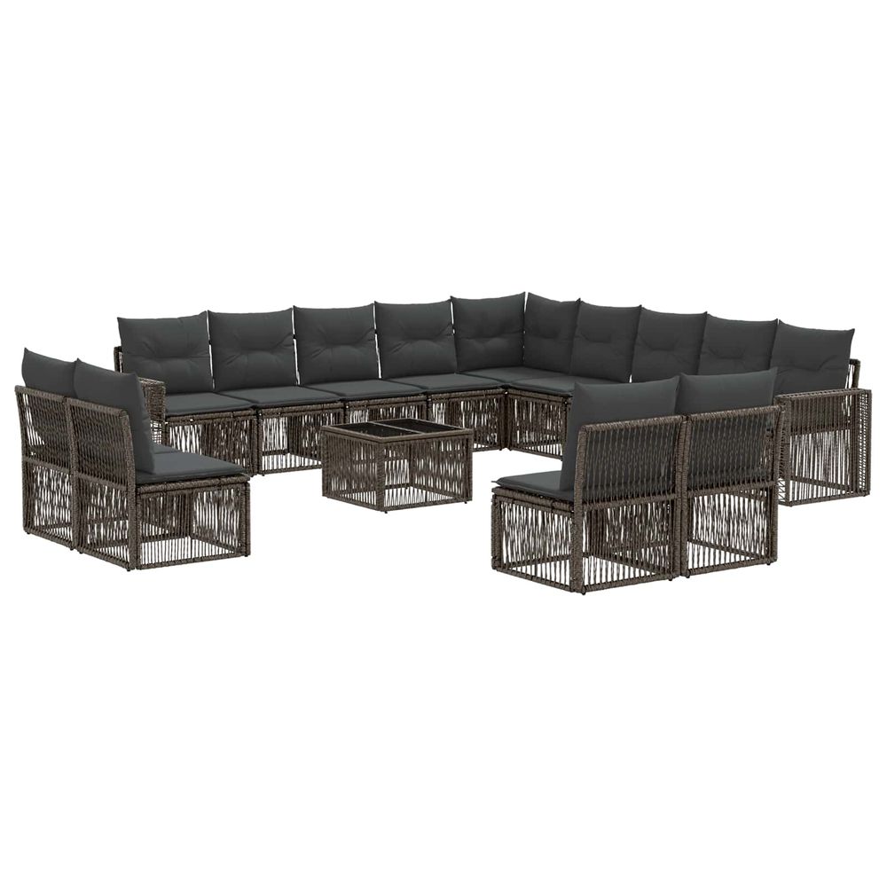 Ensemble de canapé de jardin 14 pc gris et gris foncé polyrotin