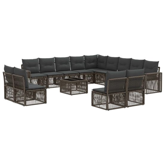 Ensemble de canapé de jardin 14 pc gris et gris foncé polyrotin