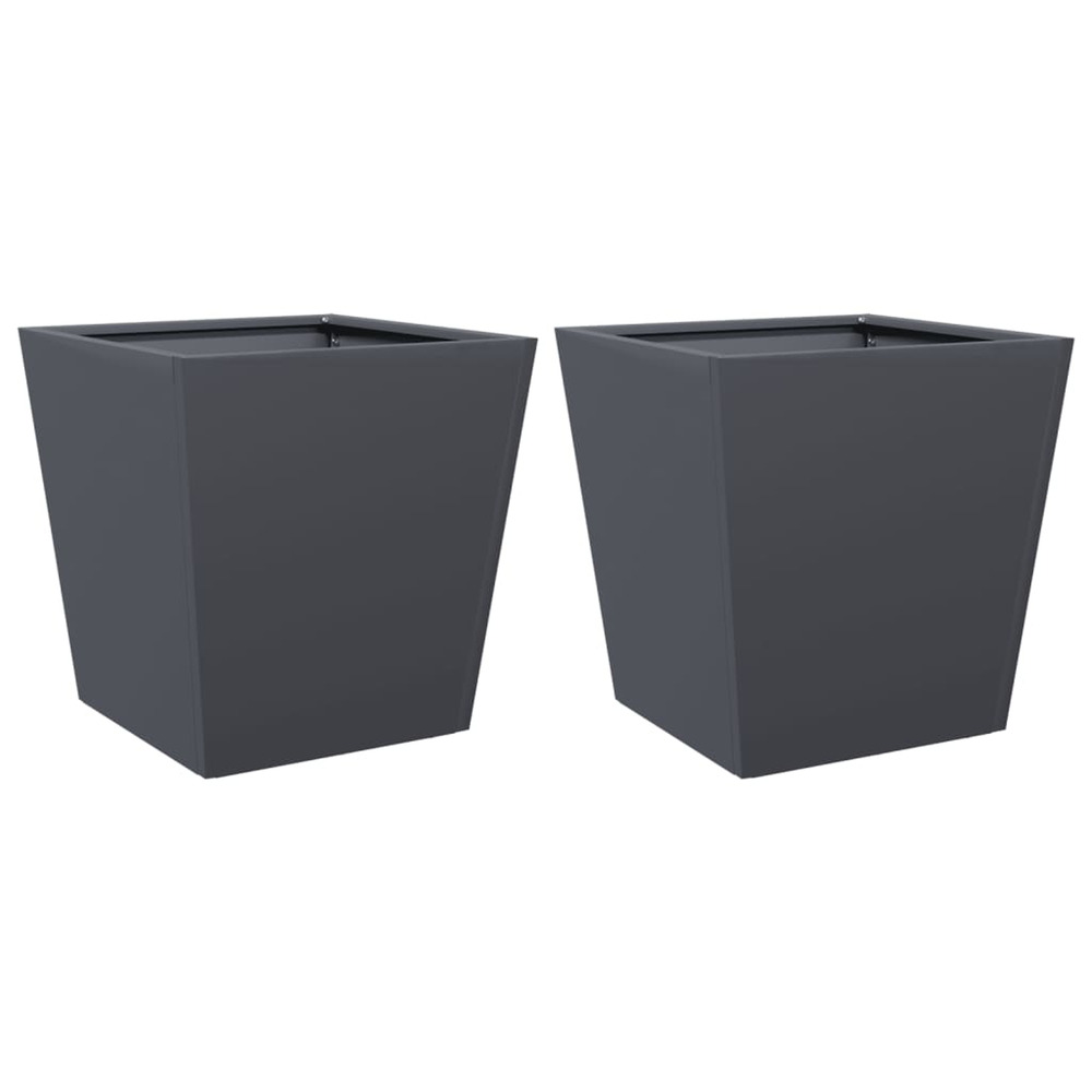 Jardinière d'extérieurs 2 pcs anthracite 40x40x40 cm acier