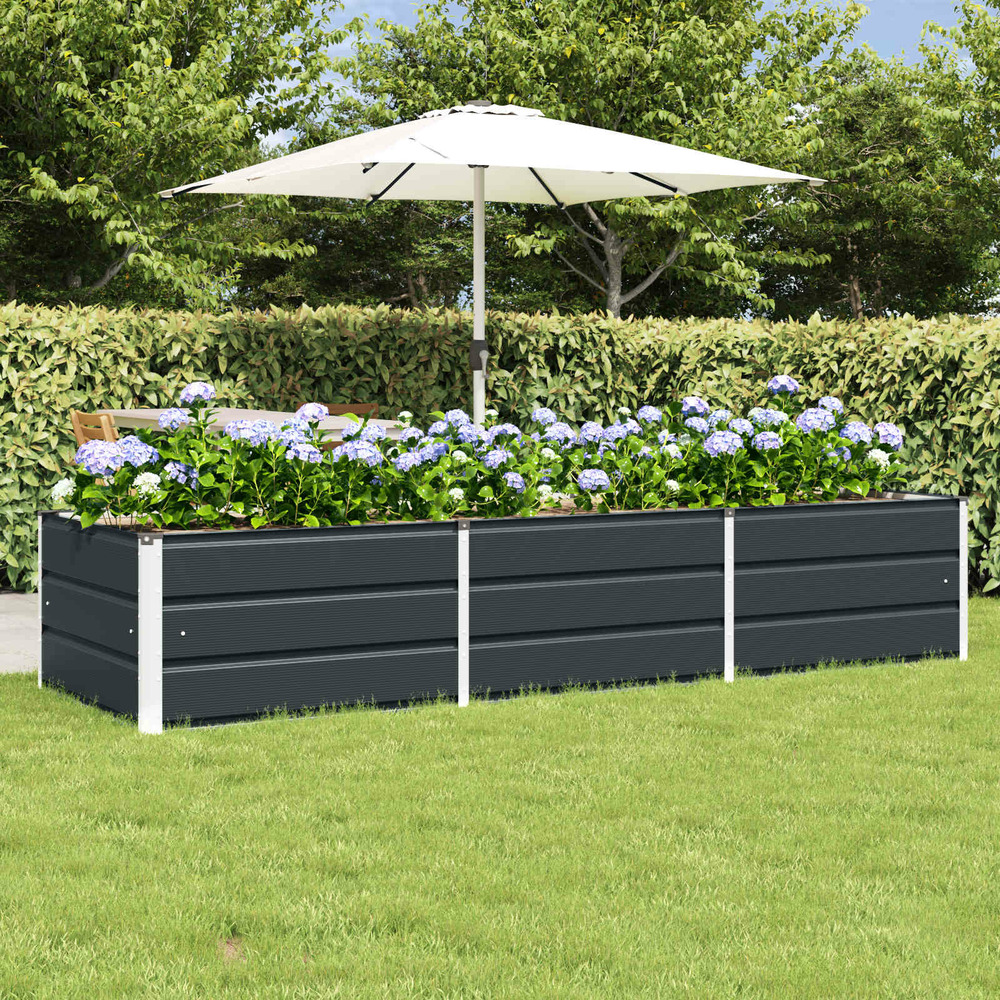 Jardinière anthracite 240 x 80 x 45 cm acier