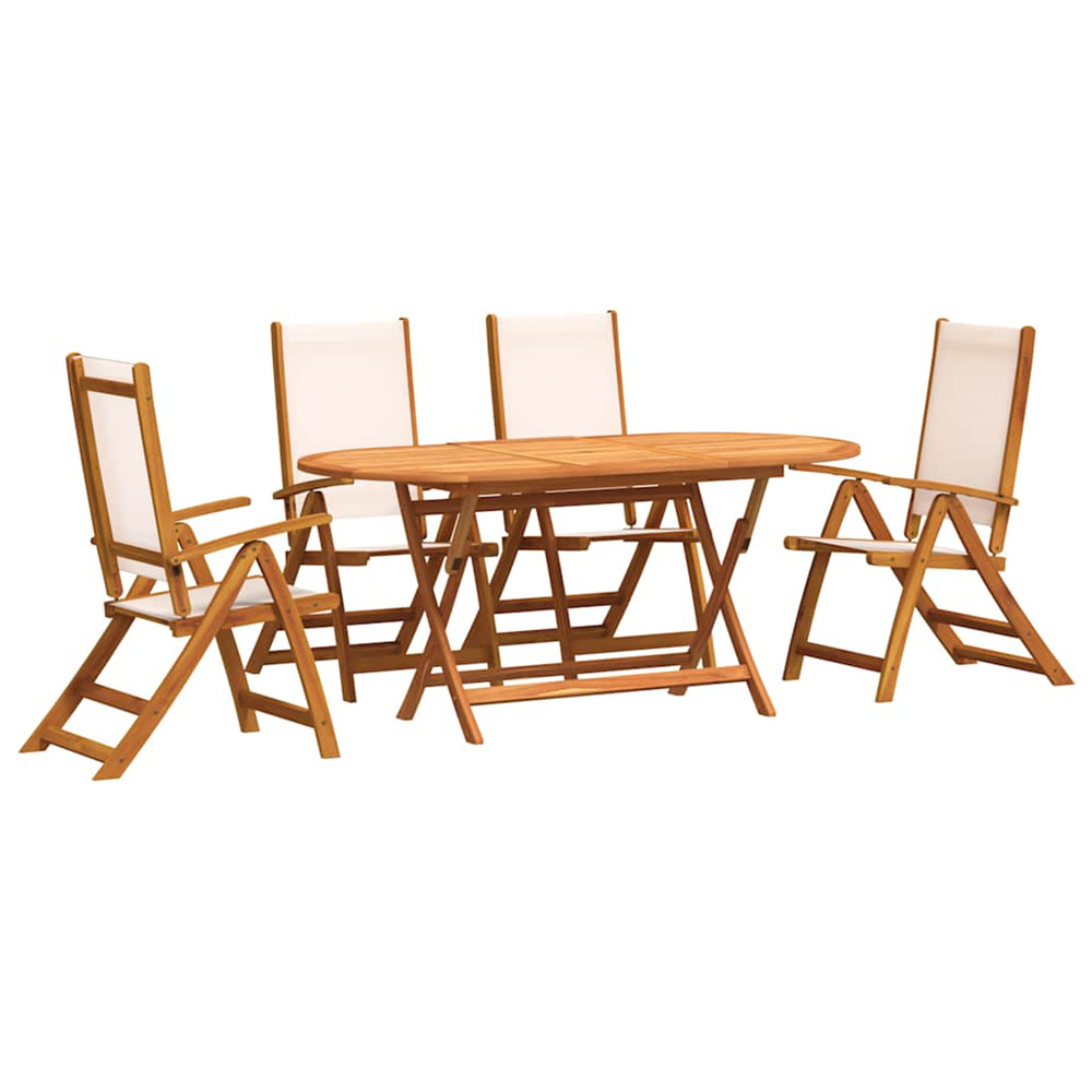 Ensemble à manger de jardin 5pcs bois d'acacia solide textilène