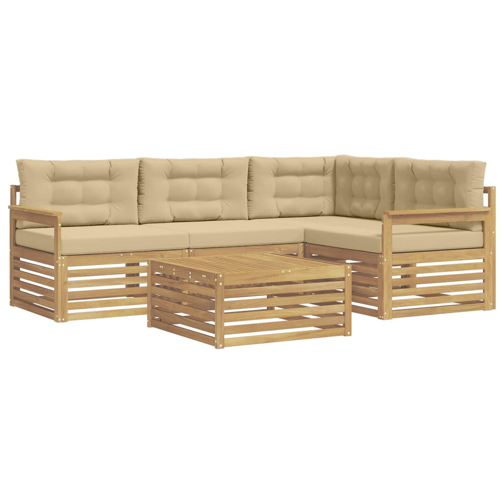 Ensemble de canapés d'extérieur 6 pcs blanc et beige polyester