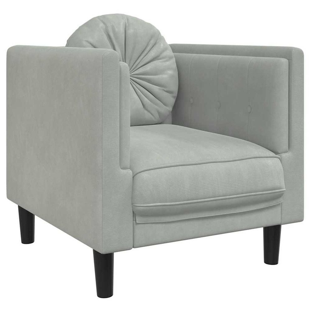 Fauteuil avec coussin gris clair velours